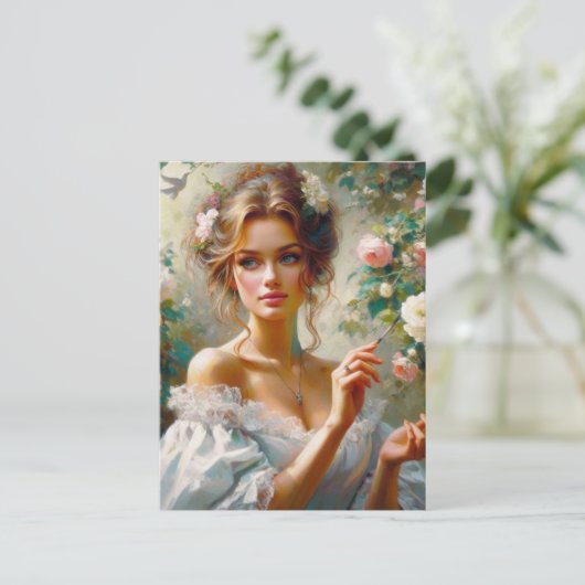 Victoriaans vrouw 3 briefkaart (Staand voorkant)