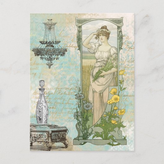 *~*  Victoriaans Vrouw Art Nouveau AR23 Briefkaart (Voorkant)