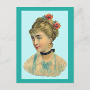 Victoriaans vrouw Blauwgroen Briefkaart