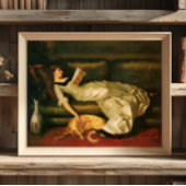 Victoriaans vrouw die met hondenneutrale tonen lee poster