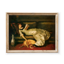 Victoriaans vrouw die met hondenneutrale tonen lee poster