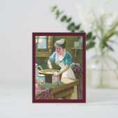 Victoriaans vrouw die veel stof mengt in Bowl Briefkaart (Staand voorkant)