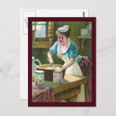 Victoriaans vrouw die veel stof mengt in Bowl Briefkaart (Voorkant / Achterkant)