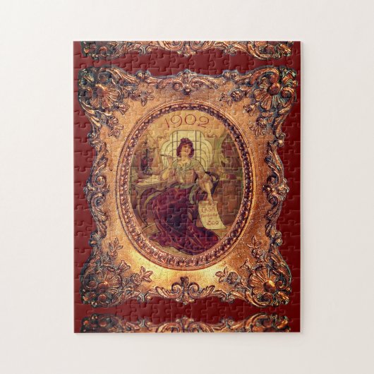 Victoriaans vrouw Elegant afbeelding lijst Goud Ro Legpuzzel (Verticaal)