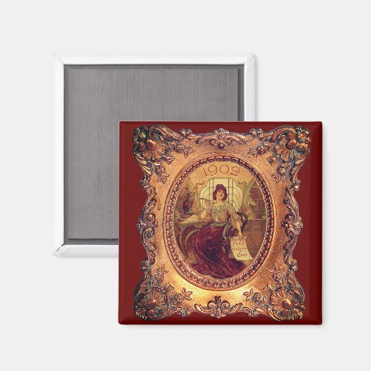 Victoriaans vrouw Elegant afbeelding lijst Goud Ro Magneet (Voorkant / Achterkant)