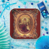 Victoriaans vrouw elegant gouden afbeelding lijst  papieren bordje (Feest)