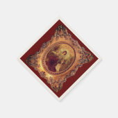 Victoriaans vrouw elegant lijst bordeaux rood goud servet (Hoek)