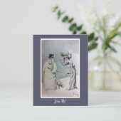 Victoriaans vrouw en antropomorfe Snowman Kaart (Staand voorkant)