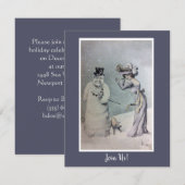 Victoriaans vrouw en antropomorfe Snowman Kaart (Voorkant / Achterkant)