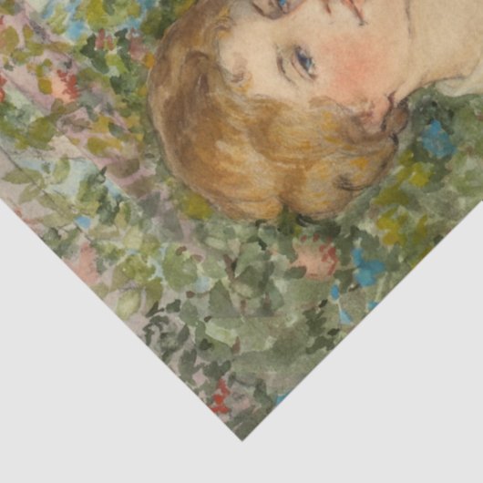 Victoriaans vrouw en kinderen Decoupage Tissuepapier (Detail)