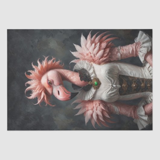 Victoriaans Vrouw Flamingo -Decoupage- Tissuepapier (Voorkant)