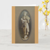  Victoriaans Vrouw Fotokaart - Blank Kaart (Gele Bloem)