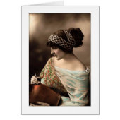 Victoriaans vrouw haar in kralen (Voorkant)