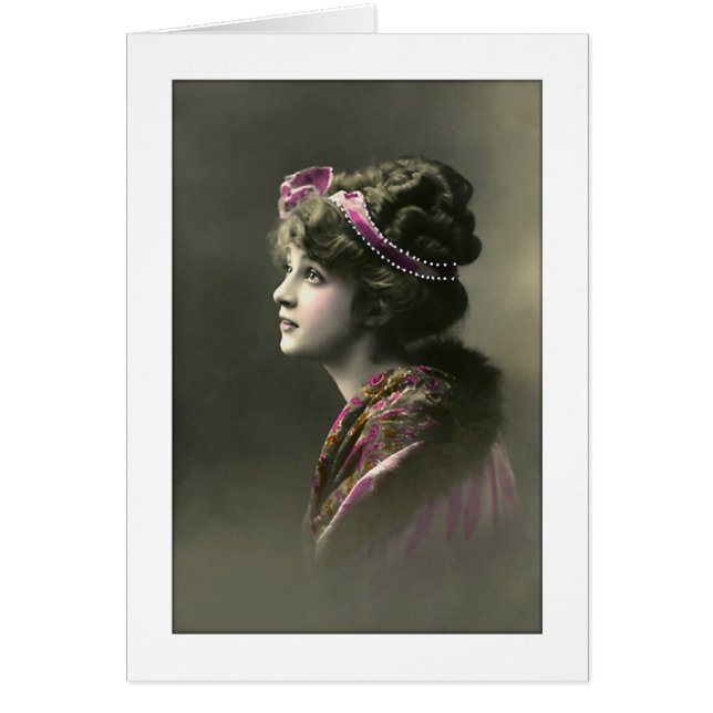 Victoriaans vrouw hoopvolle expressie (Voorkant)