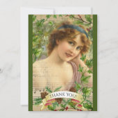 Victoriaans vrouw in de tuin bedankkaart (Voorkant)