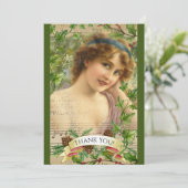 Victoriaans vrouw in de tuin bedankkaart (Staand voorkant)