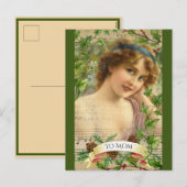 Victoriaans vrouw in de tuin feestdagenkaart (Voorkant / Achterkant)