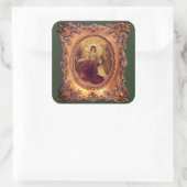 Victoriaans vrouw in elegant afbeelding lijst goud vierkante sticker (Tas)
