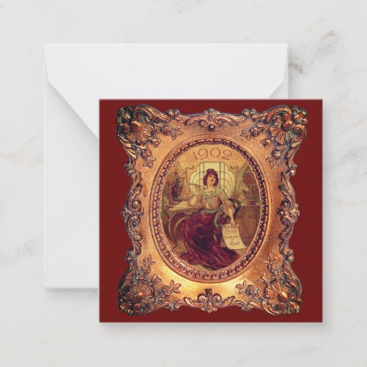 Victoriaans vrouw in elegant Victoriaans lijst Notitiekaartje (Voorkant)