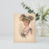 Victoriaans vrouw in Floral Pet Briefkaart (Staand voorkant)