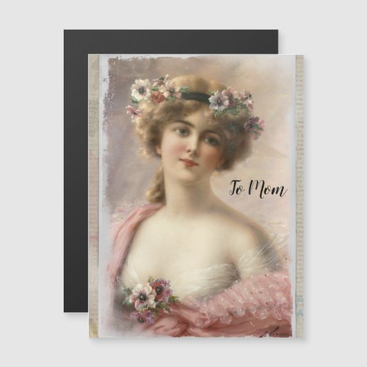 Victoriaans vrouw in nood met bloemen op Waterverf (Voorkant / Achterkant)