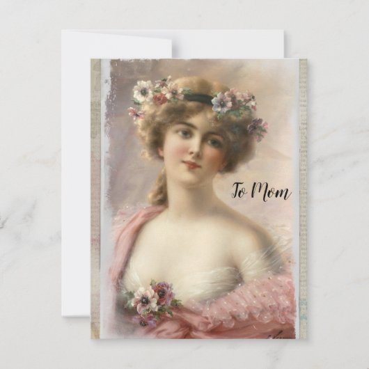 Victoriaans vrouw in nood met bloemen op Waterverf (Voorkant)