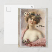 Victoriaans vrouw in nood met bloemen op Waterverf Briefkaart (Voorkant / Achterkant)