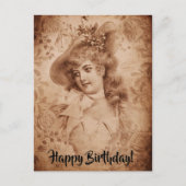 Victoriaans vrouw in Pet Flowers Sepia Monochrome Briefkaart (Voorkant)