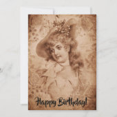 Victoriaans vrouw in Pet Flowers Sepia Monochrome Kaart (Voorkant)