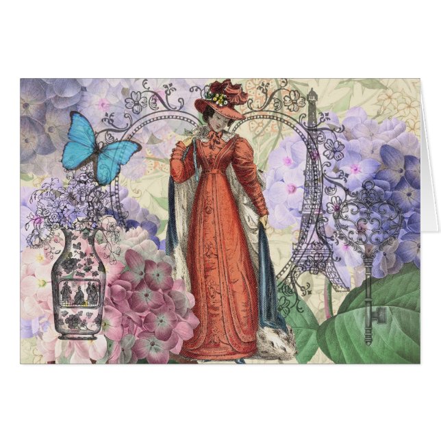 Victoriaans vrouw in rode kleurrijke Mode (Voorkant Horizontaal)