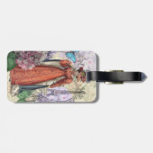 Victoriaans vrouw in rode kleurrijke Mode Bagagelabel (Achterkant horizontaal)