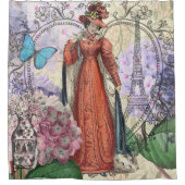 Victoriaans vrouw in rode kleurrijke Mode Douchegordijn (Voorkant)