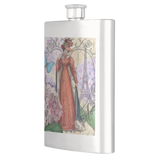 Victoriaans vrouw in rode kleurrijke Mode Flacon (Links)