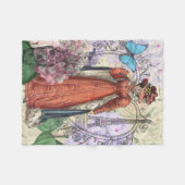 Victoriaans vrouw in rode kleurrijke Mode Fleece Deken (Voorkant (Horizontaal))