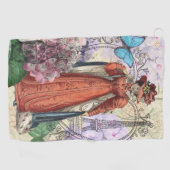 Victoriaans vrouw in rode kleurrijke Mode Golfhanddoek (Horizontaal)