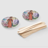 Victoriaans vrouw in rode kleurrijke Mode Handwaaier (Niet-gemonteerd)