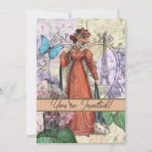 Victoriaans vrouw in rode kleurrijke Mode Kaart (Voorkant)