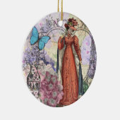 Victoriaans vrouw in rode kleurrijke Mode Keramisch Ornament (Rechts)