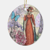 Victoriaans vrouw in rode kleurrijke Mode Keramisch Ornament (Links)