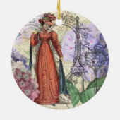 Victoriaans vrouw in rode kleurrijke Mode Keramisch Ornament (Achterkant)