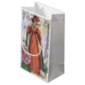 Victoriaans vrouw in rode kleurrijke Mode Klein Cadeauzakje (Achterkant Gekanteld)