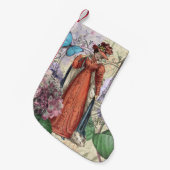 Victoriaans vrouw in rode kleurrijke Mode Kleine Kerstsok (Voorkant (Hangend))