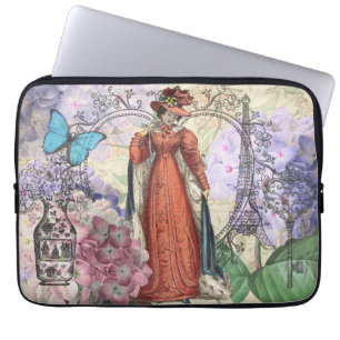 Victoriaans vrouw in rode kleurrijke Mode Laptop Sleeve