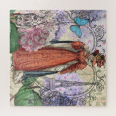 Victoriaans vrouw in rode kleurrijke Mode Legpuzzel (Horizontaal)