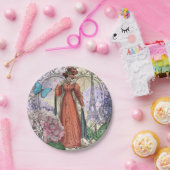 Victoriaans vrouw in rode kleurrijke Mode Papieren Bordje (Feest)