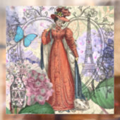 Victoriaans vrouw in rode kleurrijke Mode Raamsticker (Vel 2)