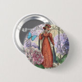 Victoriaans vrouw in rode kleurrijke Mode Ronde Button 5,7 Cm (Voorkant /achterkant)