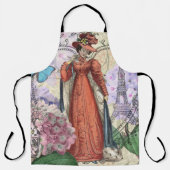 Victoriaans vrouw in rode kleurrijke Mode Schort (Voorkant)