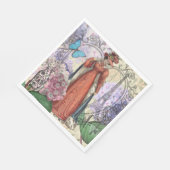 Victoriaans vrouw in rode kleurrijke Mode Servet (Hoek)