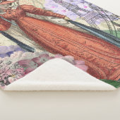 Victoriaans vrouw in rode kleurrijke Mode Sherpa Deken (3/4)